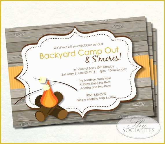 Campfire Invitation Template Free Of Rustic S Mores Camp Out 