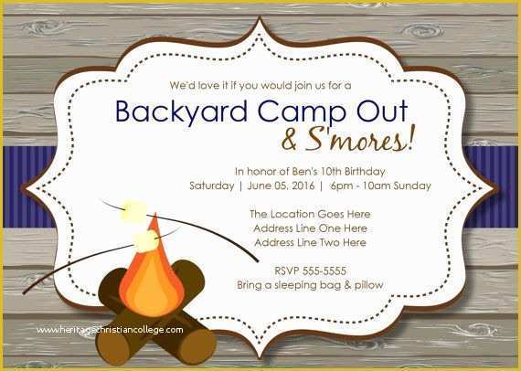 Campfire Invitation Template Free Of Rustic S Mores Camp Out Printable Invitations