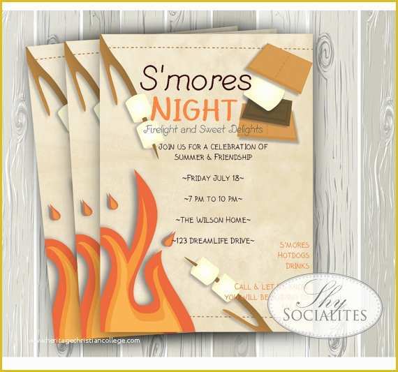 Campfire Invitation Template Free Of S Mores Invitation Smores Camping Invitation Campfire