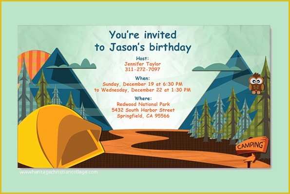 Camping Invitations Templates Free Of Camp In Birthday Party Evite