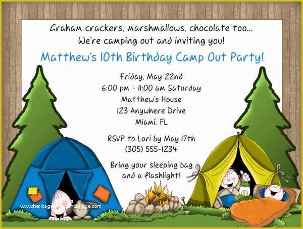 Camping Invitations Templates Free Of Camp Out Camping Birthday Party Invitations