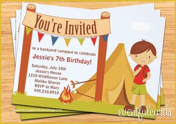 Camping Invitations Templates Free Of Camping Birthday Party Invitation Fully Customizable