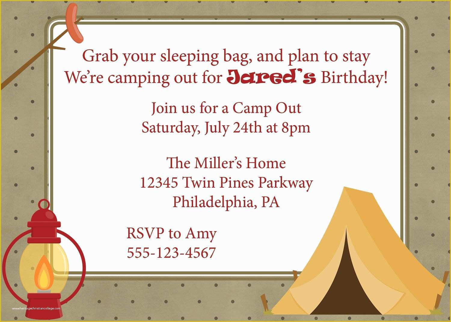 Camping Invitations Templates Free Of Camping Out Birthday