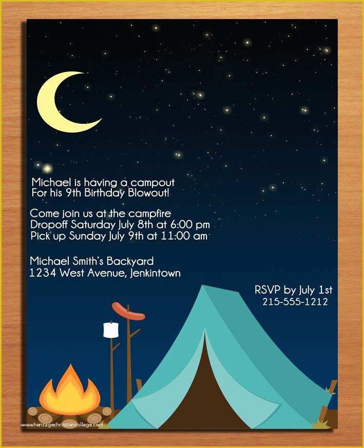 Camping Invitations Templates Free Of Camping Party Invitation Templates