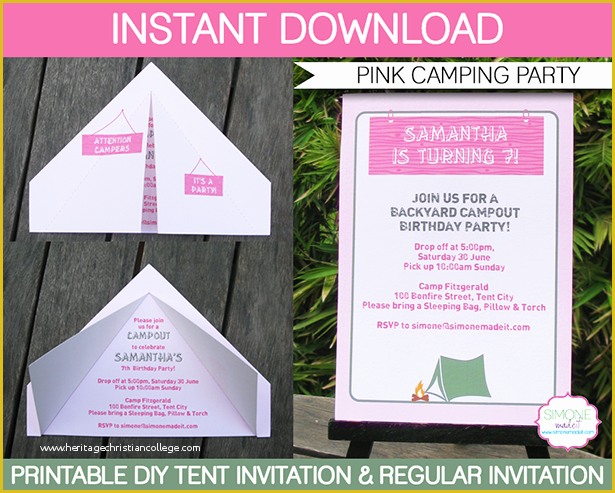 Camping Invitations Templates Free Of Camping Tent Invitation Template Pink