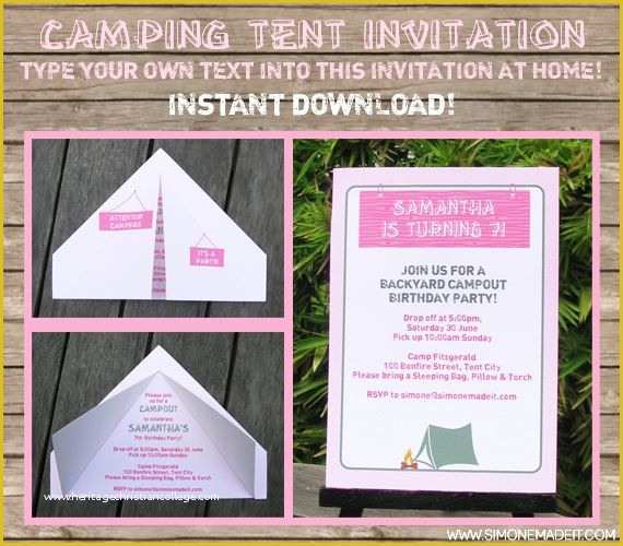 Camping Invitations Templates Free Of Camping Tent Invitations Template – Pink Girls