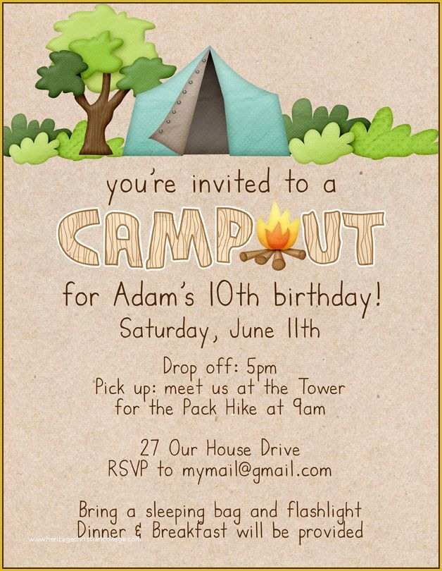 Camping Invitations Templates Free Of Campout Birthday Invitation Party Ideas