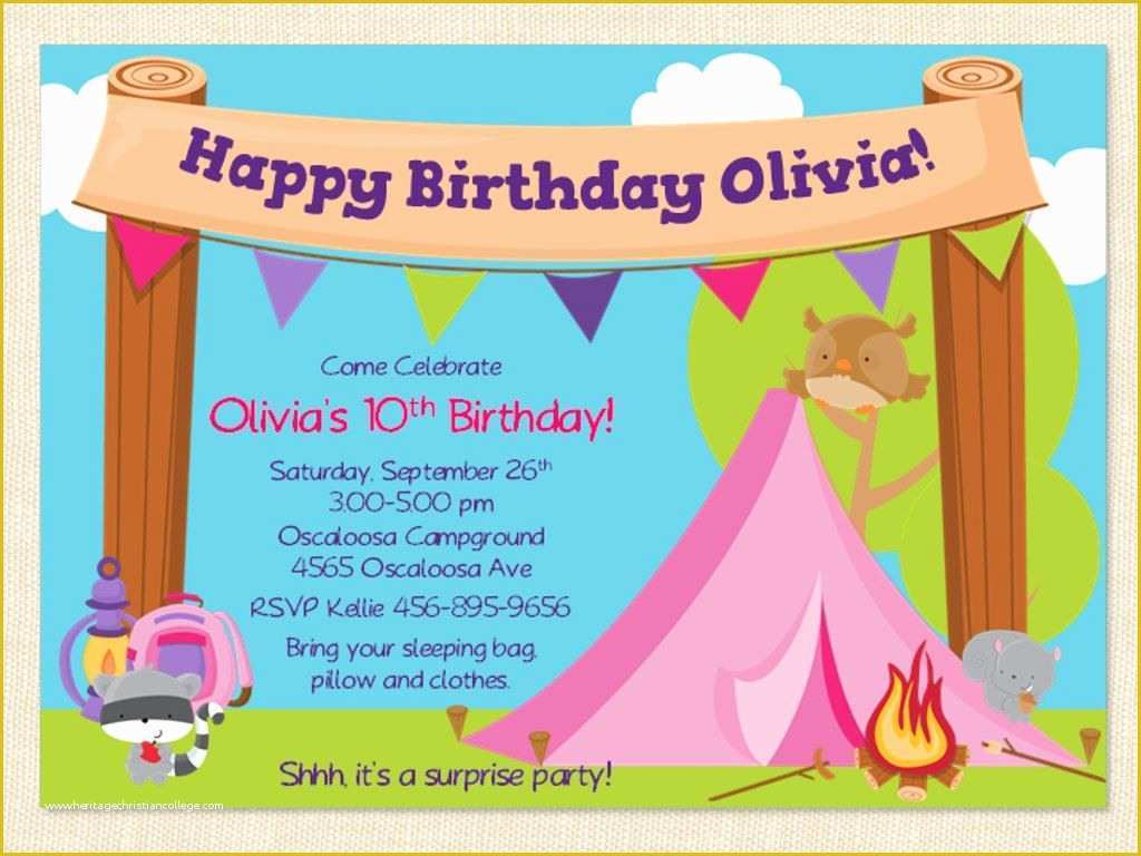 Camping Invitations Templates Free Of Free Printable Camping Birthday Invitation Template