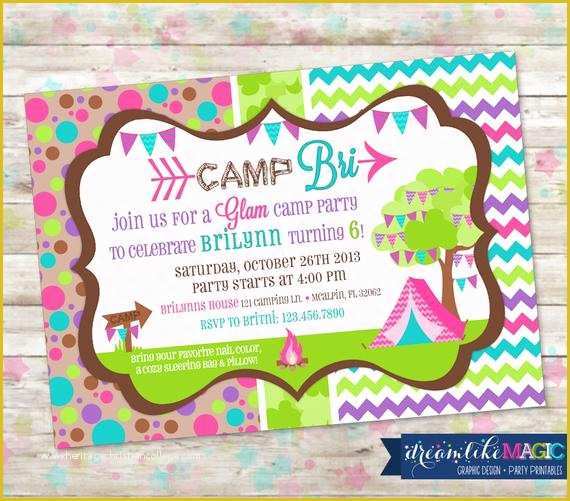 Camping Invitations Templates Free Of Glam Camp Invite Glamping Invite Girl Camping Party Invite