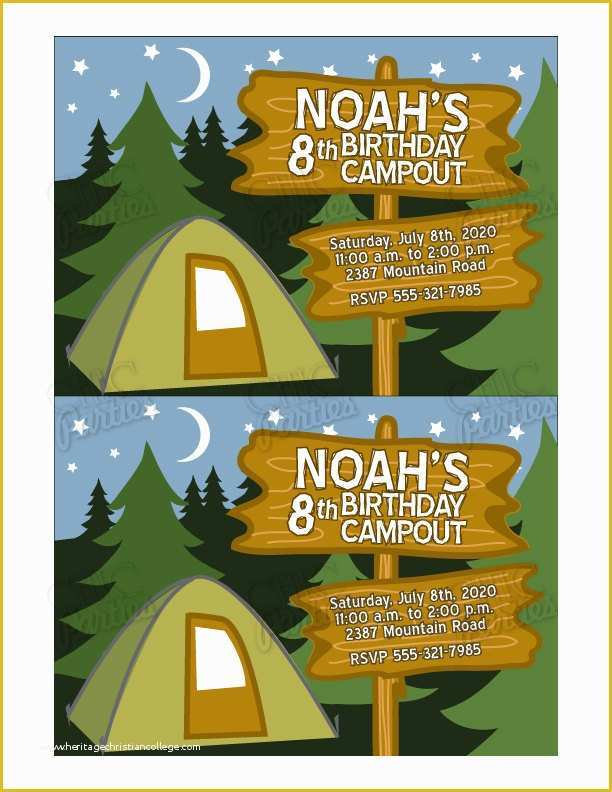 Camping Invitations Templates Free Of Items Similar to Printable Birthday Party Camping