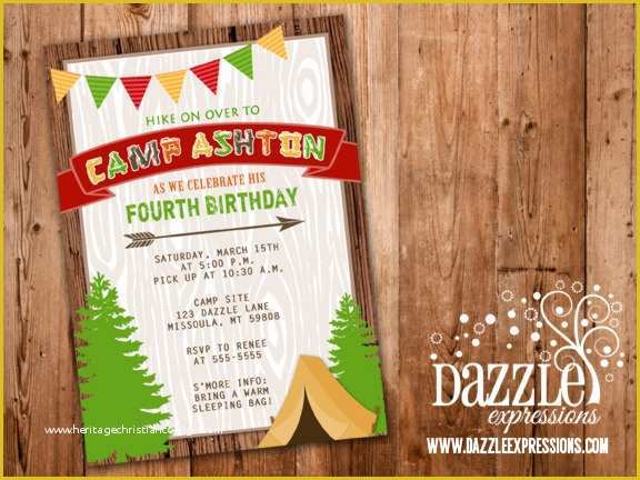 Camping Invitations Templates Free Of Printable Rustic Camping Birthday Invitation Backyard