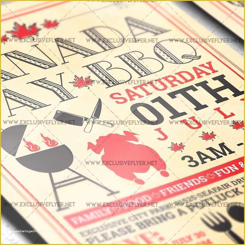 Canada Day Flyer Template Free Of Canada Day Bbq – Premium A5 Flyer Template