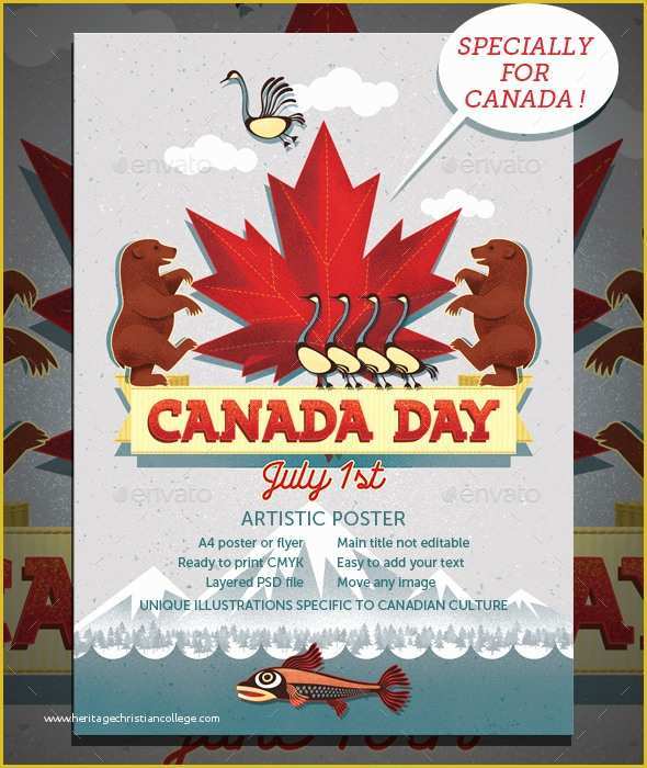 Canada Day Flyer Template Free Of Canada Day Canadian event A4 Poster Flyer by Joiaco