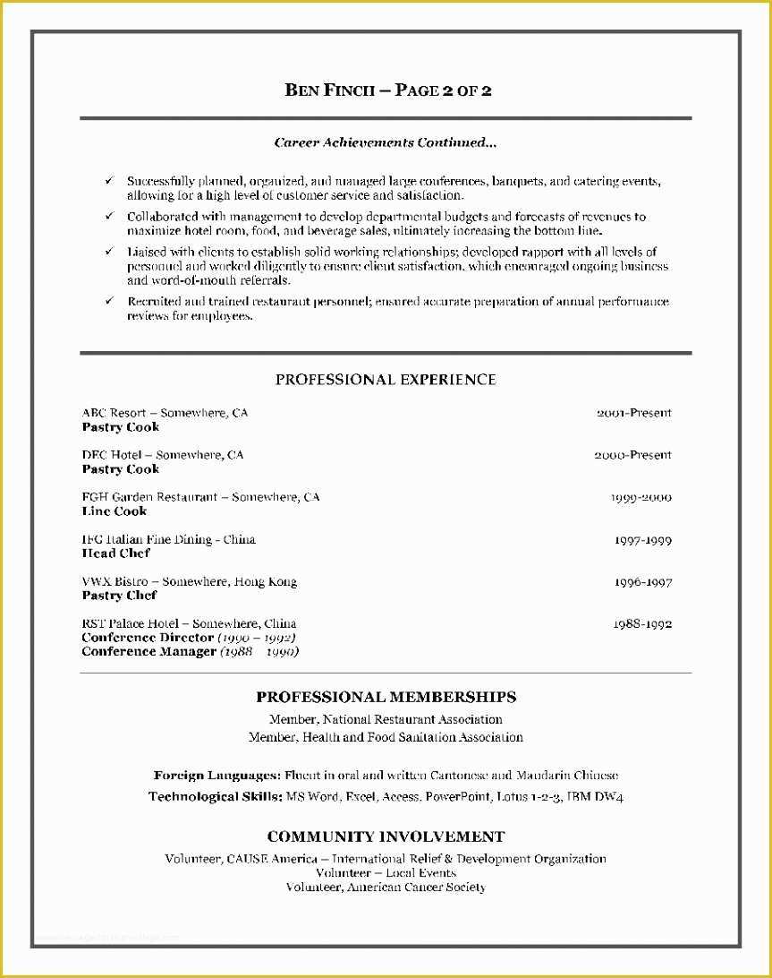 resume format for canada visa