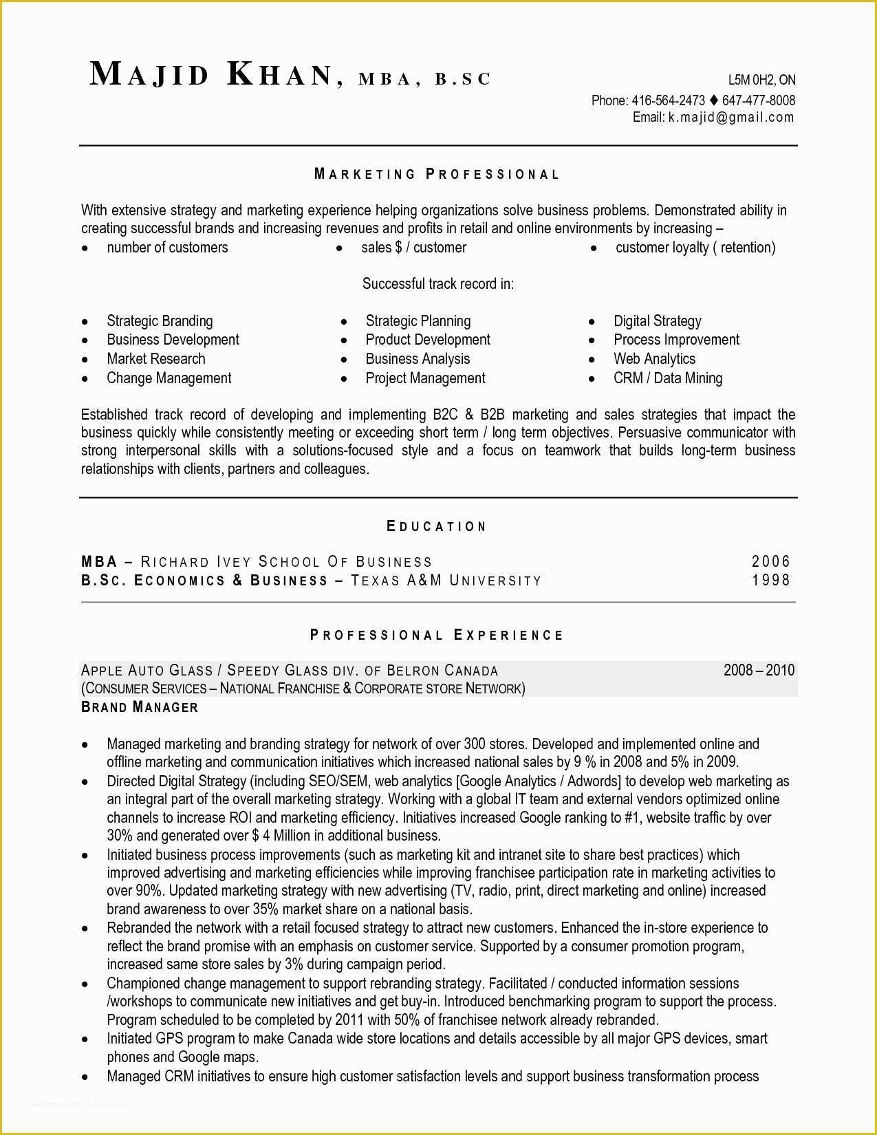 Canadian Resume Template Free Of Canadian Resume Examples