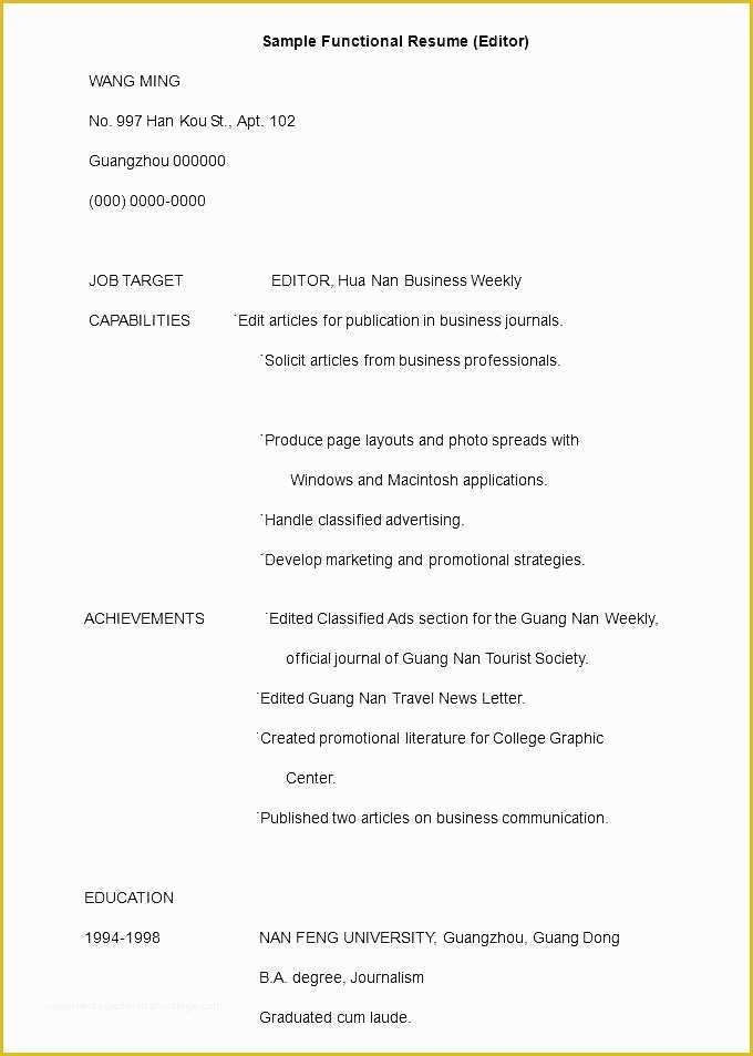 Canadian Resume Template Free Of Canadian Resume format Sample Resumes Templates Sample