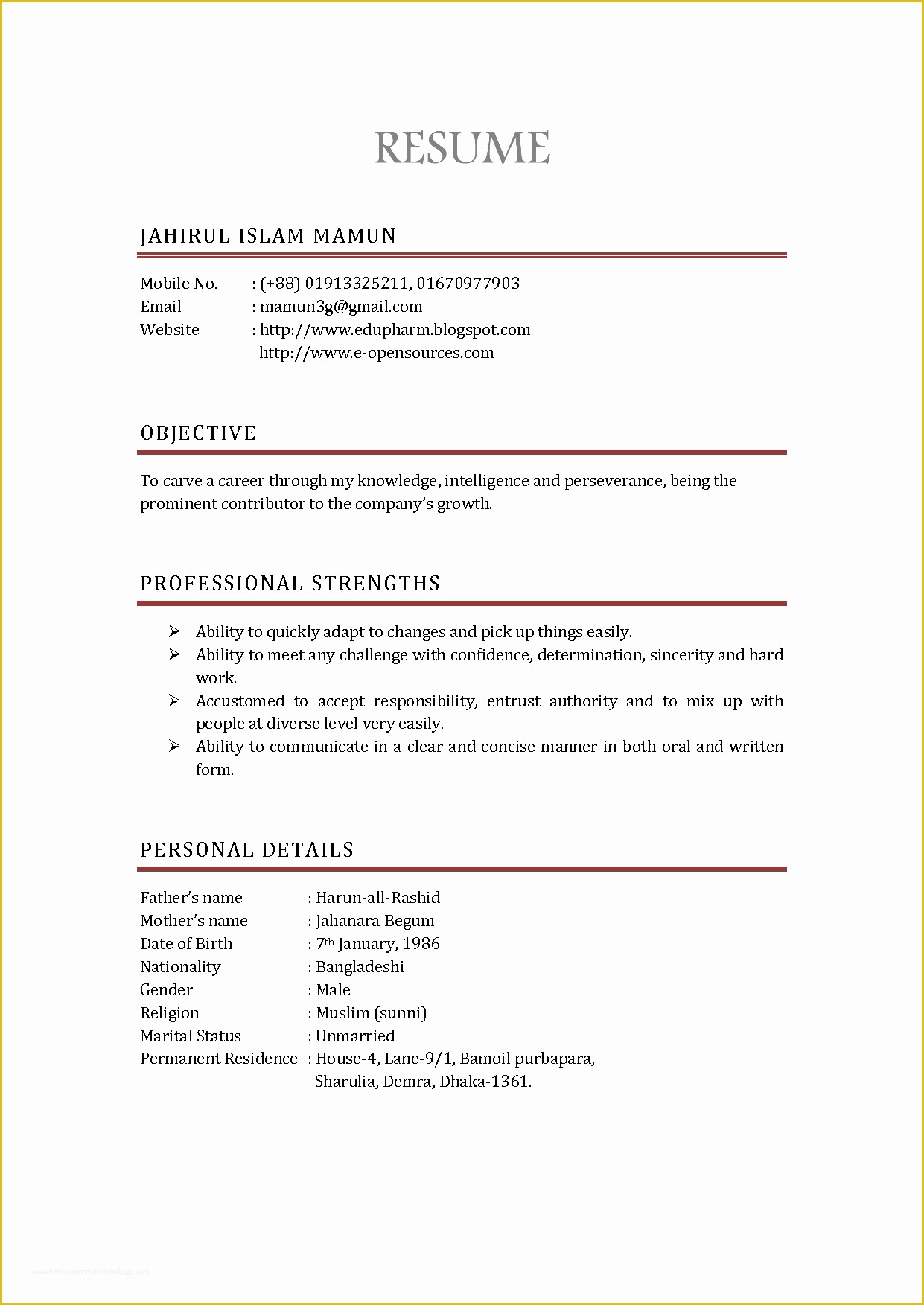 Canadian Resume Template Free Of Curriculum Vitae Canada Download Azwg