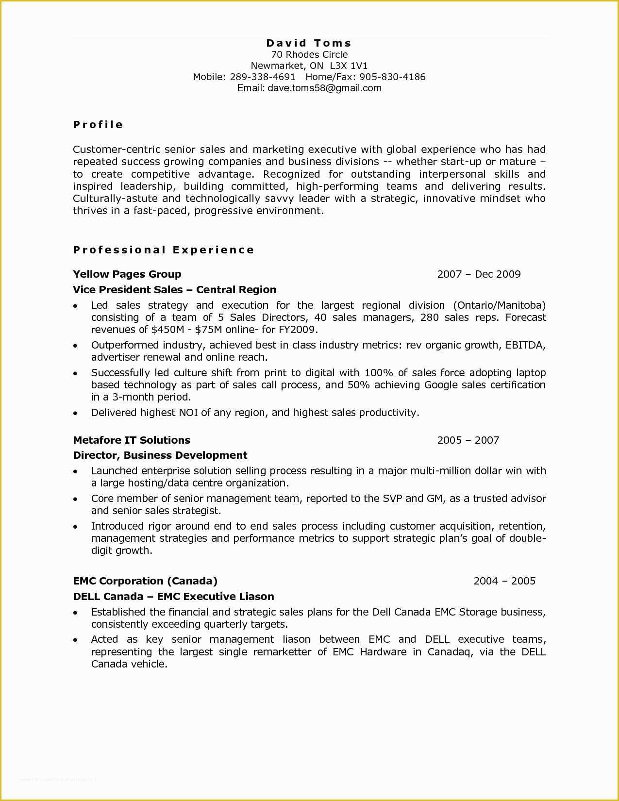 Canadian Resume Template Free Of It Resume Sample Canada
