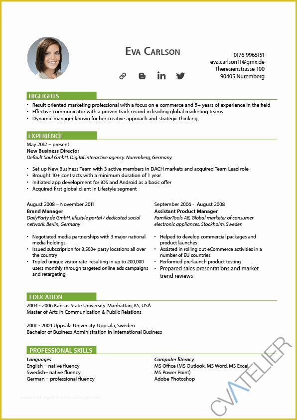 sample of resume in canada