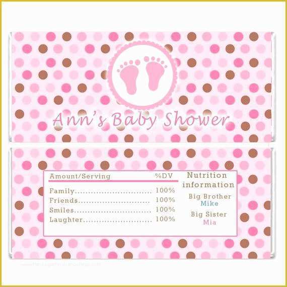 Candy Bar Wrappers Template for Baby Shower Printable Free Of Baby Shower Candy Bar Wrappers Printable by Pinkthecat On Etsy