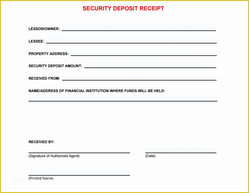 Car Deposit Receipt Template Free Of 5 Free Security Deposit Receipt Templates Word Excel