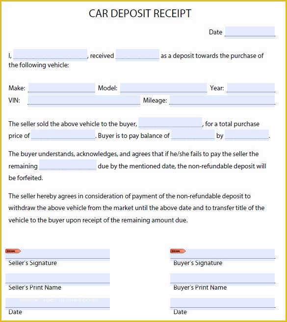 Car Deposit Receipt Template Free Of 50 Free Receipt Templates Cash Sales Donation Taxi