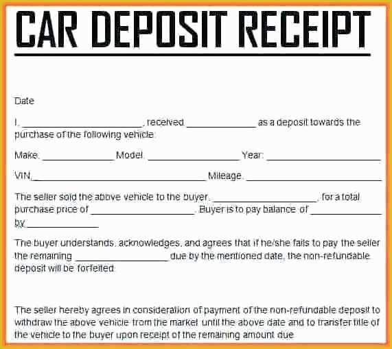 Car Deposit Receipt Template Free Of Deposit Receipt form – Samplethatub