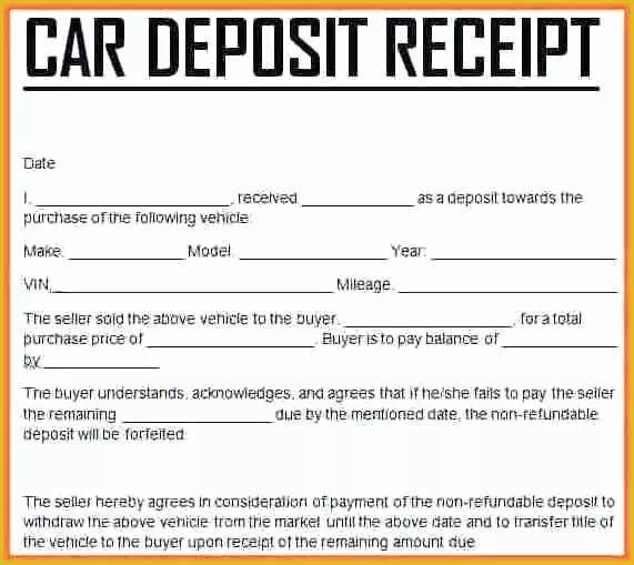 Car Deposit Receipt Template Free Of Deposit Receipt form – Samplethatub