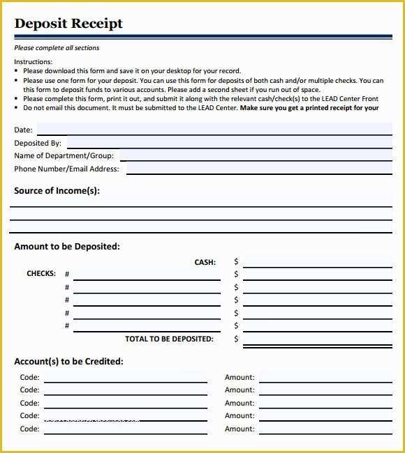 Car Deposit Receipt Template Free Of Deposit Receipt Template 9 Free Download for Pdf Word