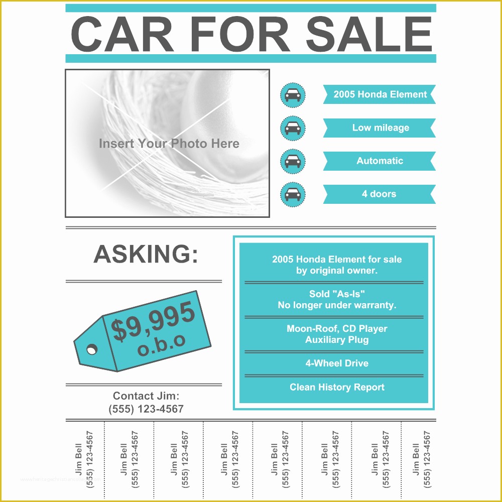 Car for Sale Flyer Template Free Of Car for Sale Flyer