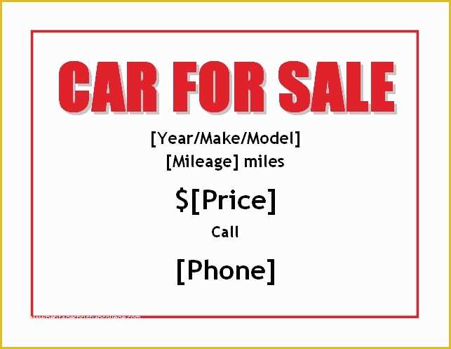 Car for Sale Flyer Template Free Of Sample Car for Sale Poster Flyer Template