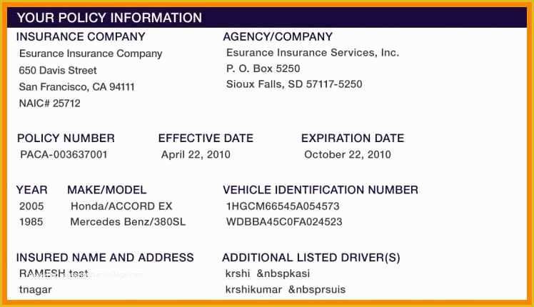 Car Insurance Templates Free Download Of 6 Auto Insurance Card Template Free