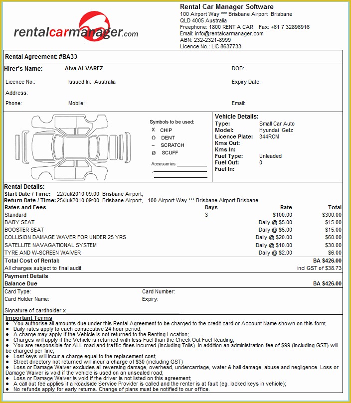 Car Lease Template Free Of 3 Rental Agreement Template Free