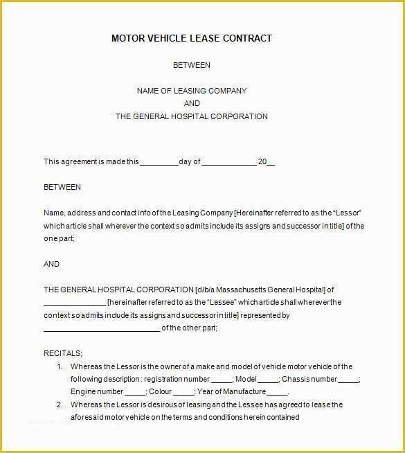 Car Lease Template Free Of 9 Lease Contract Templates – Free Word Pdf Documents