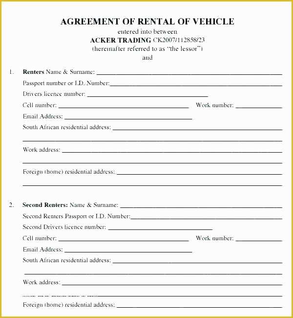 Car Lease Template Free Of Auto Lease Agreement Template