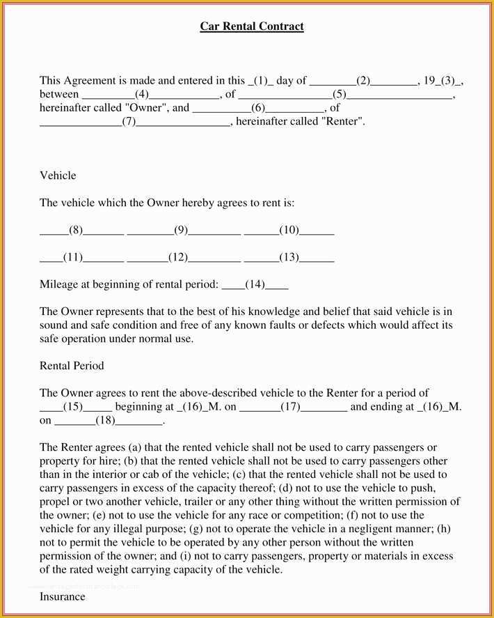 Car Lease Template Free Of Car Rental Agreement 7 Samples forms Download In