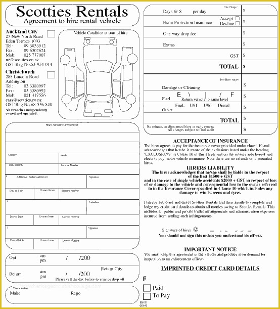 Car Lease Template Free Of Car Rental Contract form Sample