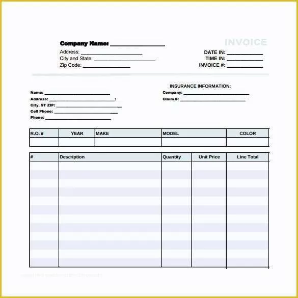 Car Repair Invoice Template Free Download Of 12 Sample Auto Repair Invoice Templates to Download