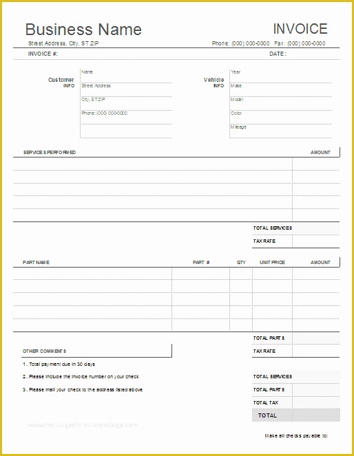 Car Repair Invoice Template Free Download Of Auto Repair Invoice Template for Excel