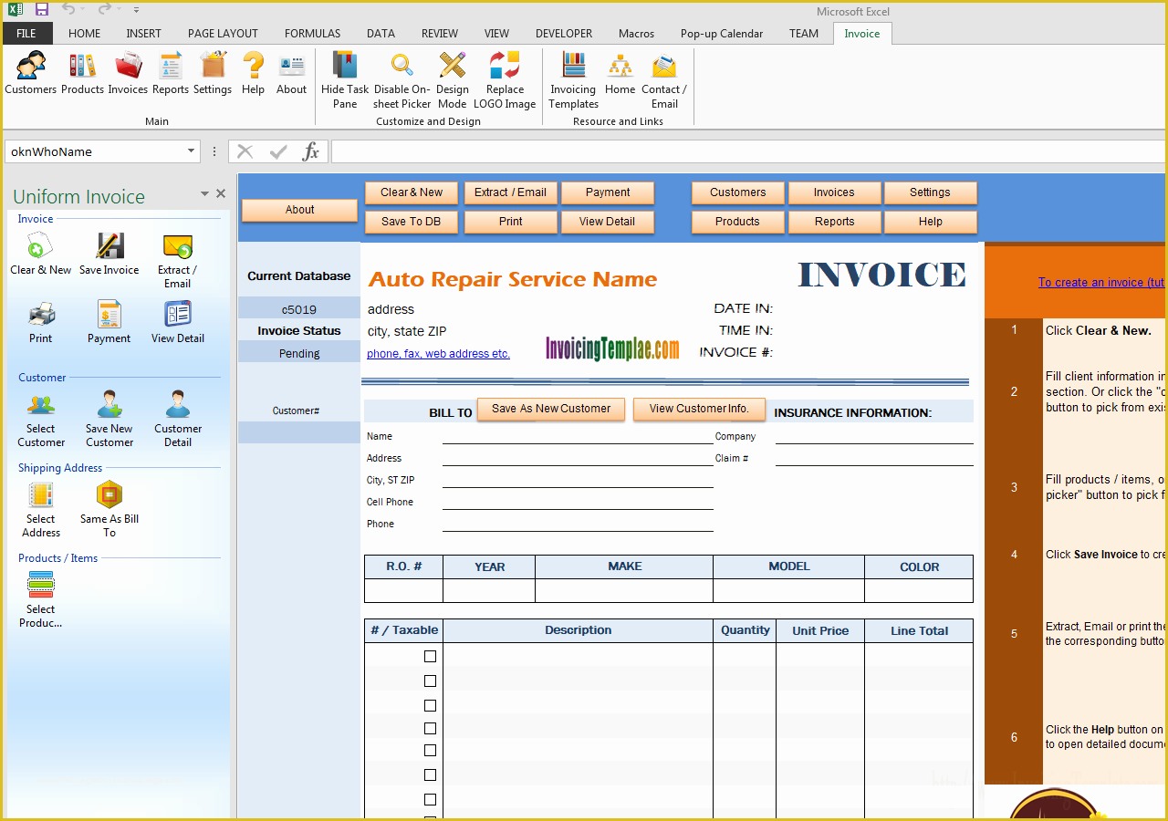 Car Repair Invoice Template Free Download Of Auto Repair Invoice Template