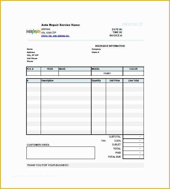 Car Repair Invoice Template Free Download Of Car Invoice Templates 18 Free Word Excel Pdf format