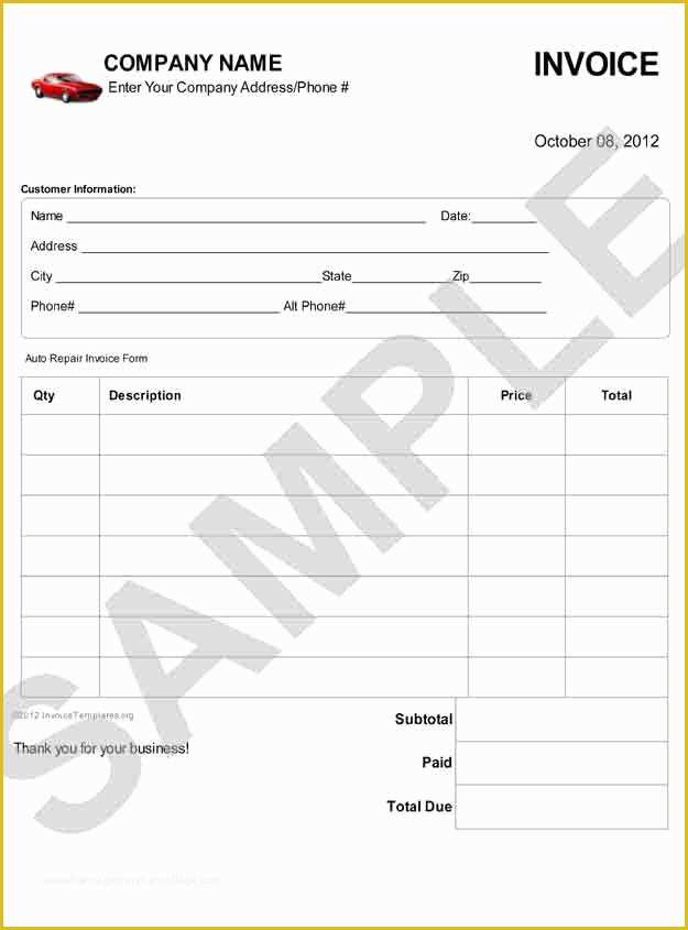 Car Repair Invoice Template Free Download Of Download Free Auto Repair Invoice Templates Free