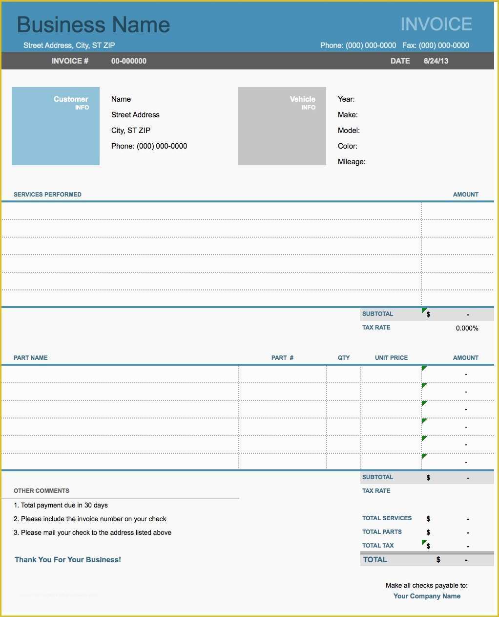 Car Repair Invoice Template Free Download Of Free Auto Body Repair Invoice Template Excel