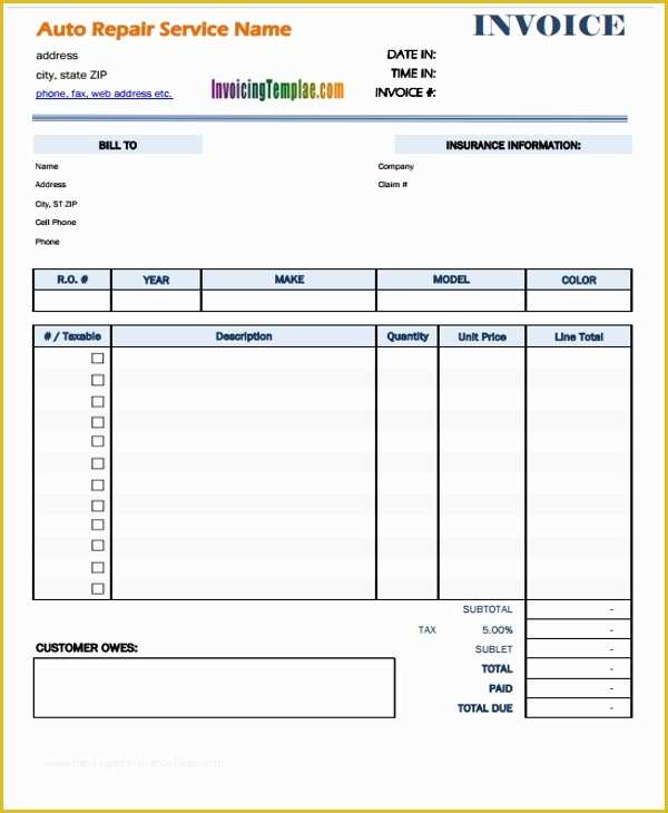 Car Repair Invoice Template Free Download Of Insurance Receipts Templates How Insurance Receipts