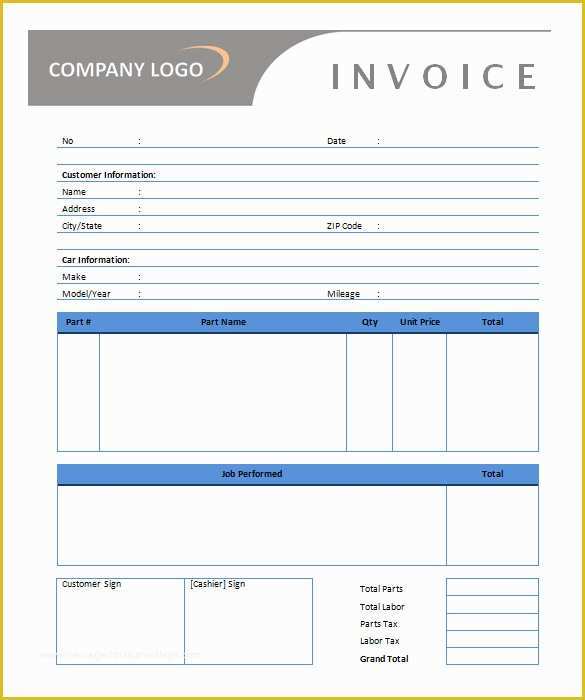 free auto repair invoice template word