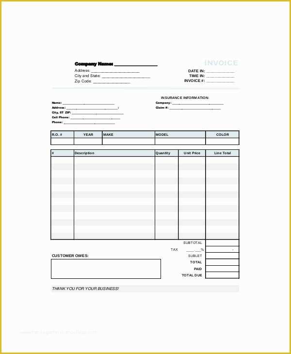 Car Repair Invoice Template Free Of 11 Repair Invoice Templates – Pdf Word Excel