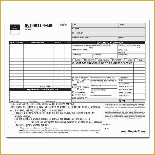 Car Repair Invoice Template Free Of Auto Body Invoice Template