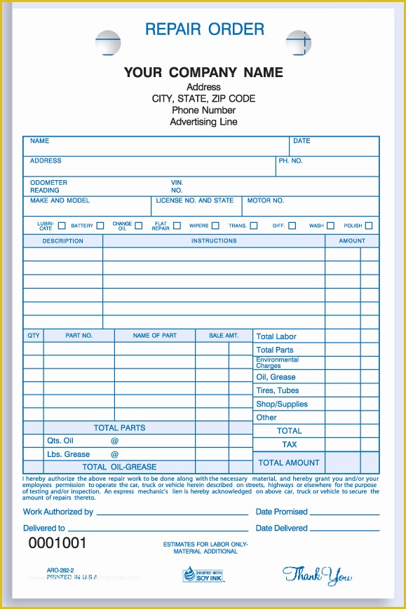 Car Repair Invoice Template Free Of Auto Repair Invoice