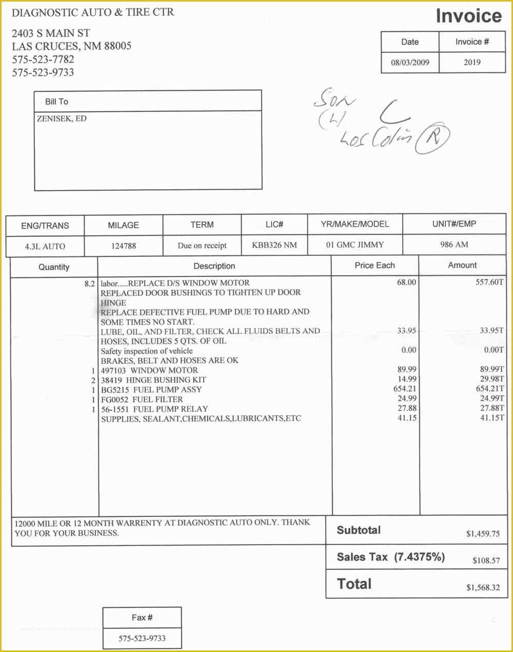 Car Repair Invoice Template Free Of Auto Repair Shop Invoice Invoice Template Ideas