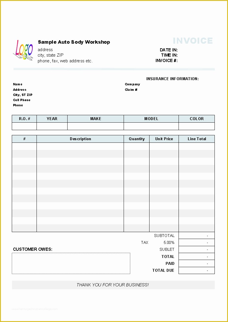 Car Repair Invoice Template Free Of Automotive Repair Invoice Template Uniform Invoice software